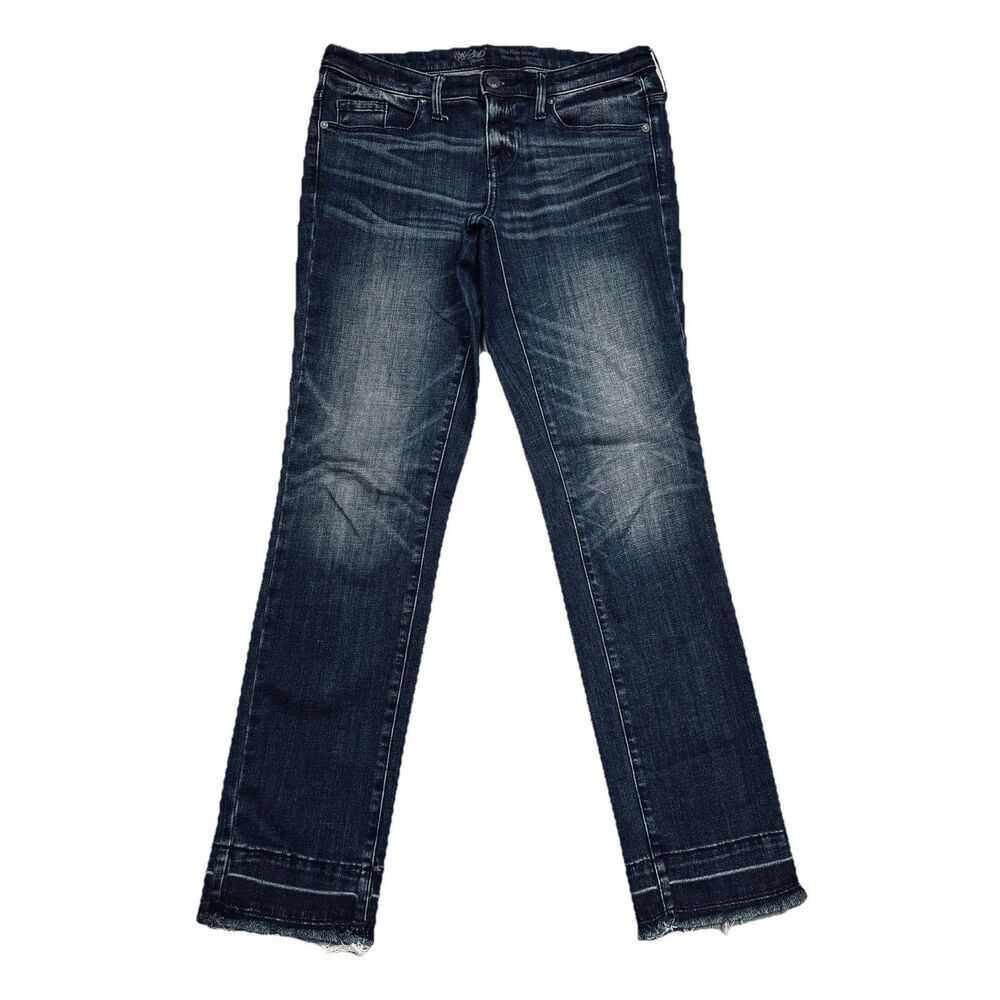 Mossimo Mid Rise Straight Jeans 2/26 (28x29) Dark Wash Blue Stretch Denim Womens